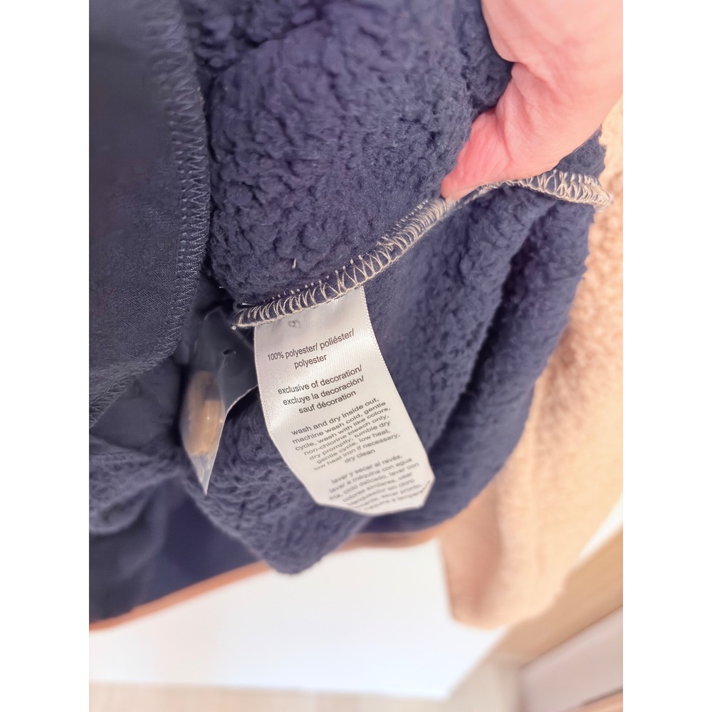 Nautica Gorpcore Sherpa Fleece Jacket Large Crean Navy Colorblock Cabincore - Picture 4 of 5
